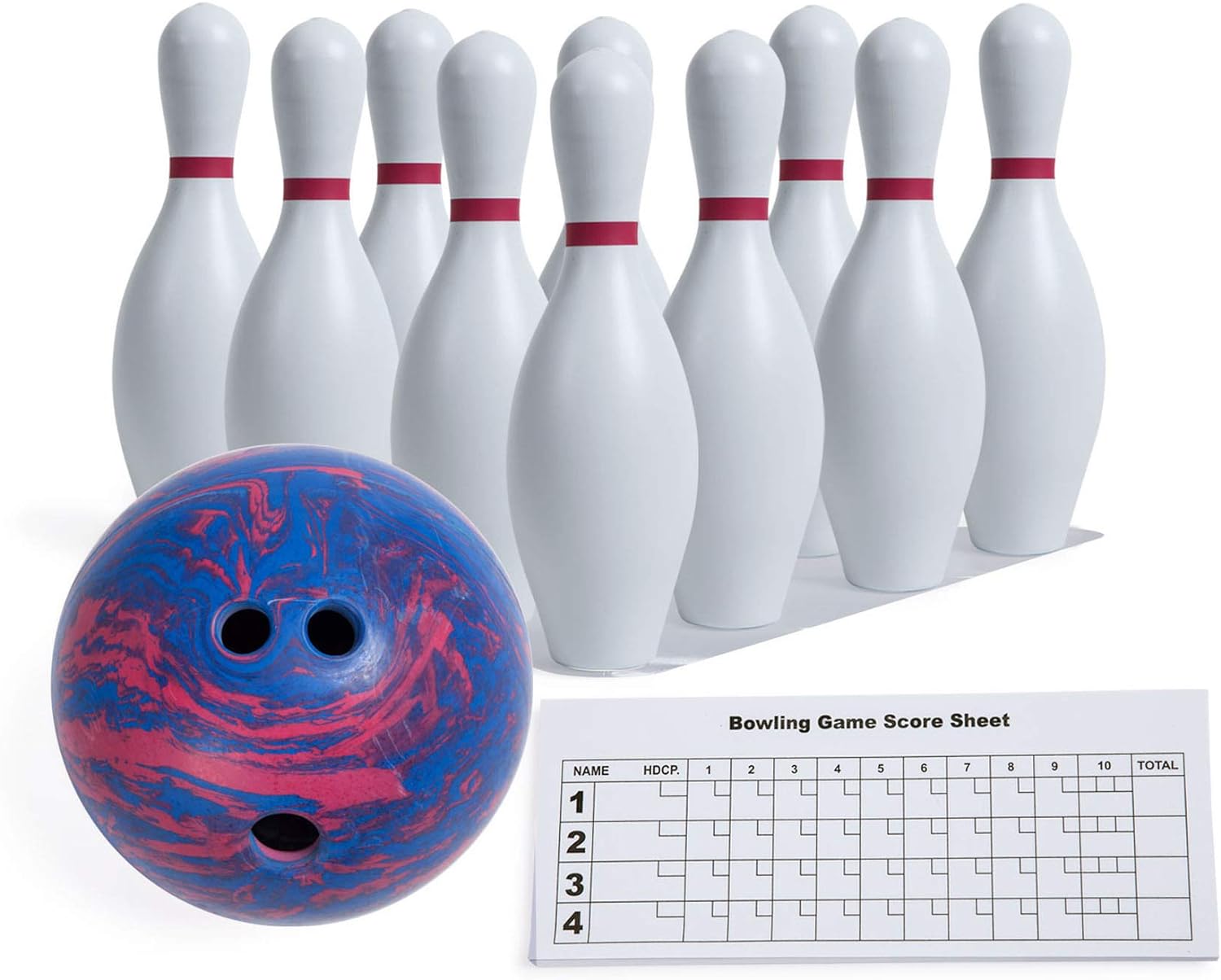 Champion Sports Bowling Set: Rubber Ball  Plastic Pins for Training, Model:BPSET