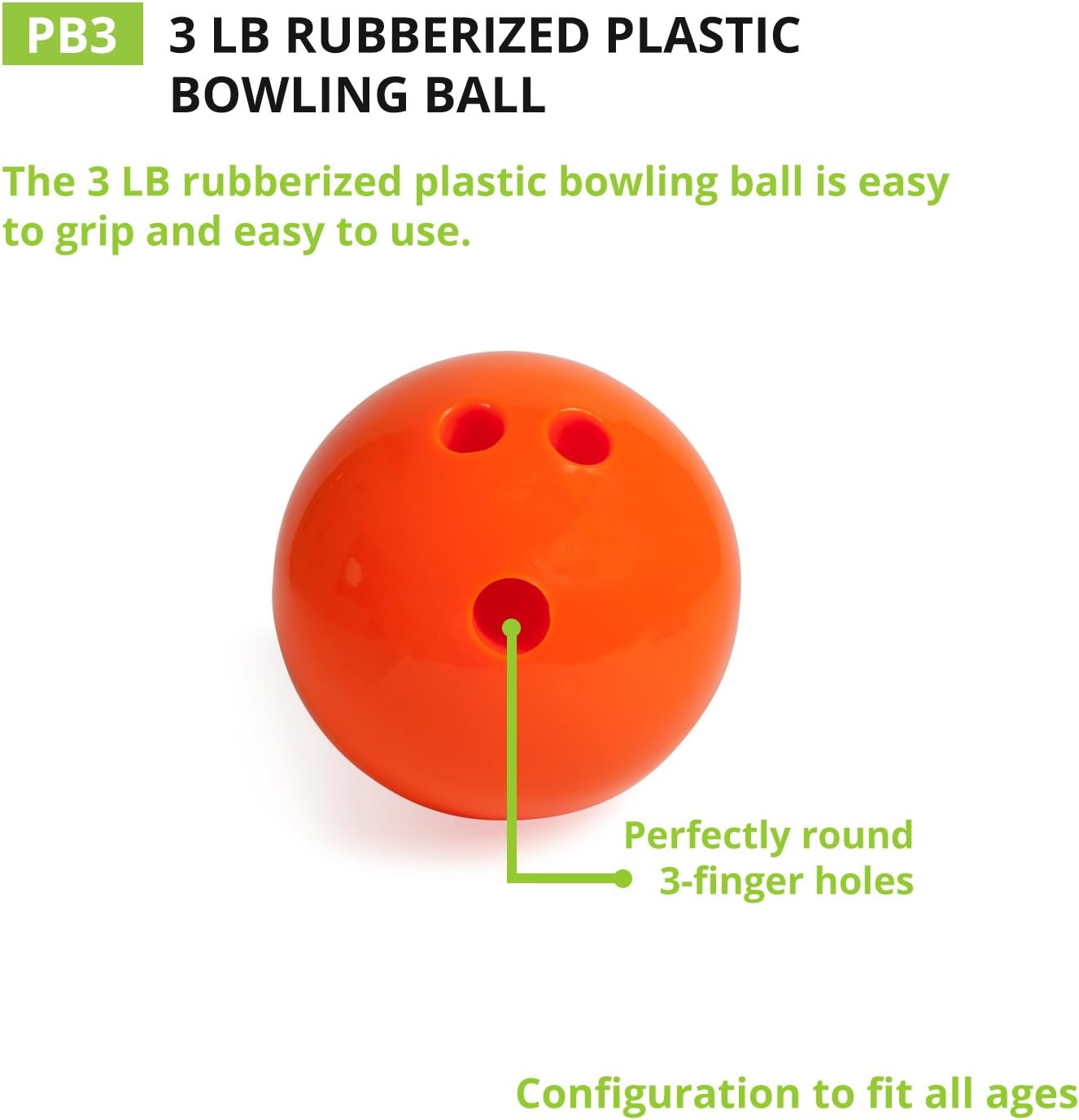 Champion Sports Plastic Bowling Ball: Rubberized Soft Ball for Training  Kids Games, Orange