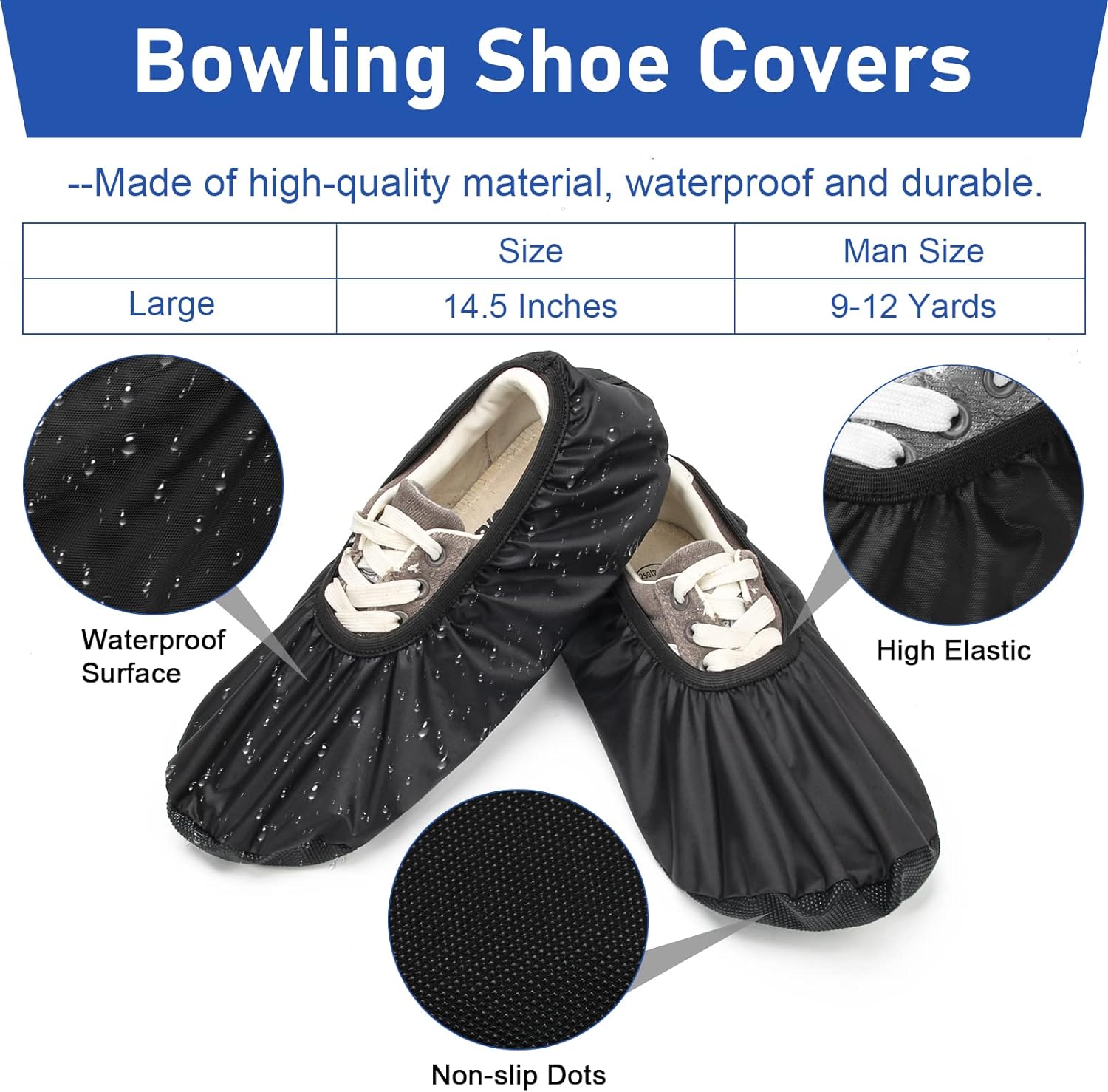 COITEK Bowling Shoe Covers, Shoe Protector Covers for Bowling Shoe Waterproof Reusable and Anti Slip