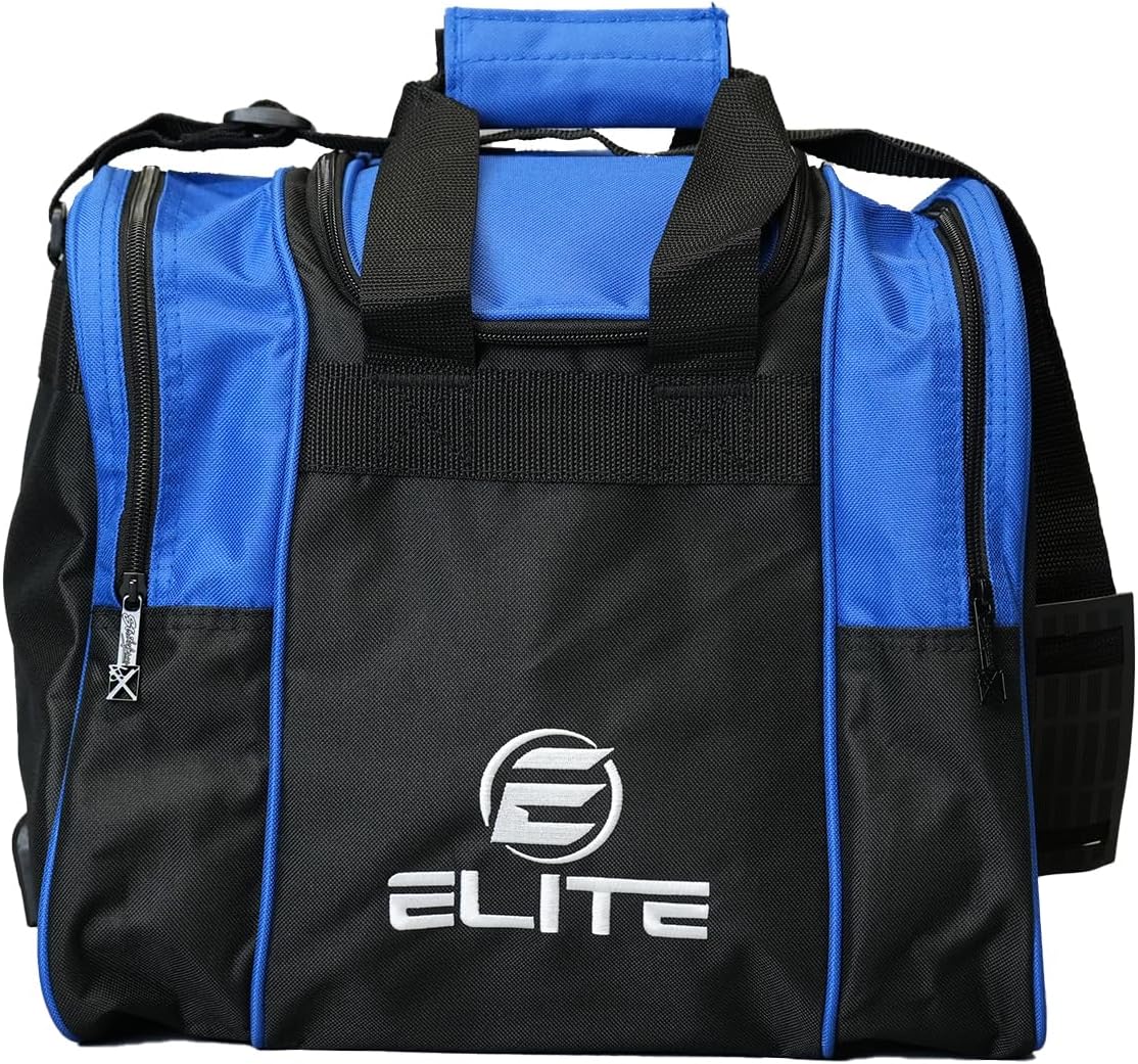 Elite Deluxe Bowling Ball Bag for Single 1 Bowling Ball Tote- Fits up to a pair of US Mens Size 15 Bowling Shoes + USB Charging Port + Padded Ball Holder- Adjustable Shoulder Strap