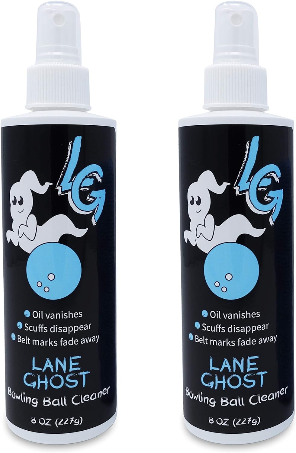 Lane Ghost Bowling Ball Cleaner Spray Kit - 2 Pack - USBC Approved - Oil, Scuff, and Belt Mark Cleaner - Restores Tack and Prolongs Lifespan of Ball