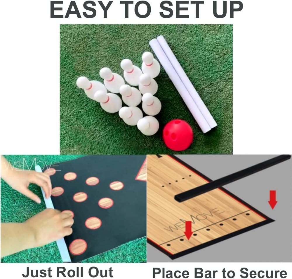 Mini Kids Bowling Set – Bowling Pins  Ball Game Set – Full Bowling Alley Games Toys  Score Cardfor Kid Age 5+  Adult – Home Indoor Outdoor Backyard Lawn Yard (10 Pins, 1 Ball, 1 Lane Mat)