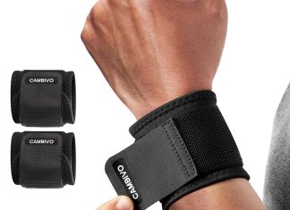 cambivo wrist wraps for men and women 2 pack adjustable compression wrist brace for carpal tunnel wrist support pain rel