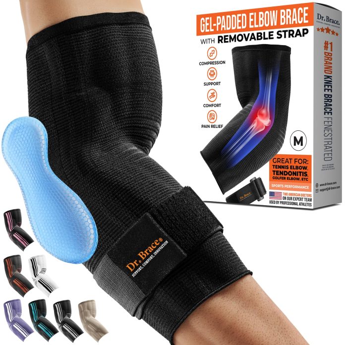 dr brace elite elbow brace support breathable elbow compression sleeve with gel pad for golfers tennis elbow tendonitis
