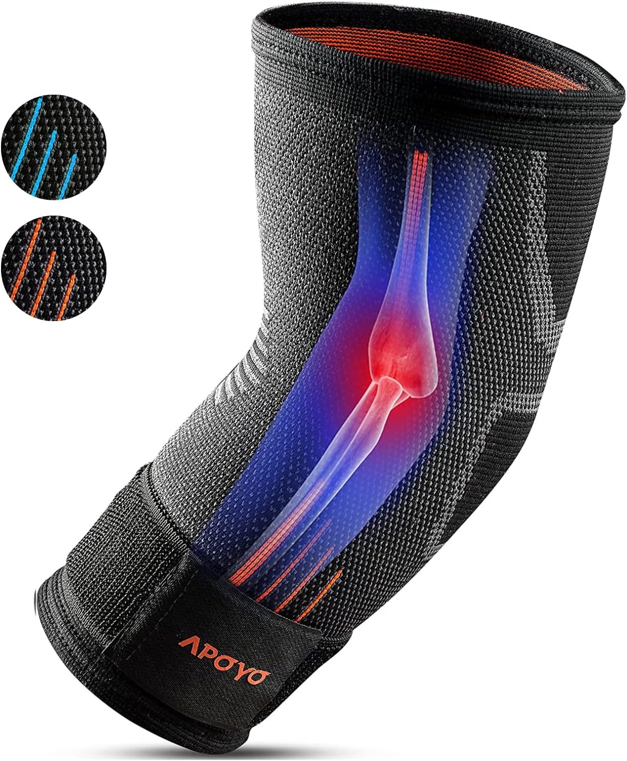 Elbow Brace For Tendonitis, Compression Sleeve, Athletic Elbow Support for Basketball, Weightlifting,  More, With Adjustable Strap  Bonus Elastic Therapeutic Tape, Great for Workouts  Sports, Small