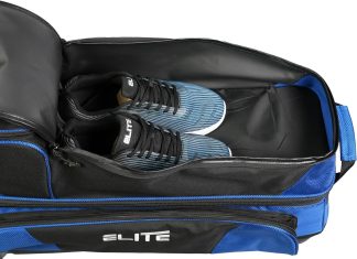 elite deluxe 3 4 5 bowling ball roller bag with 4 5 smooth wheels 4 large accessory pockets shoe compartment extendable 1 4