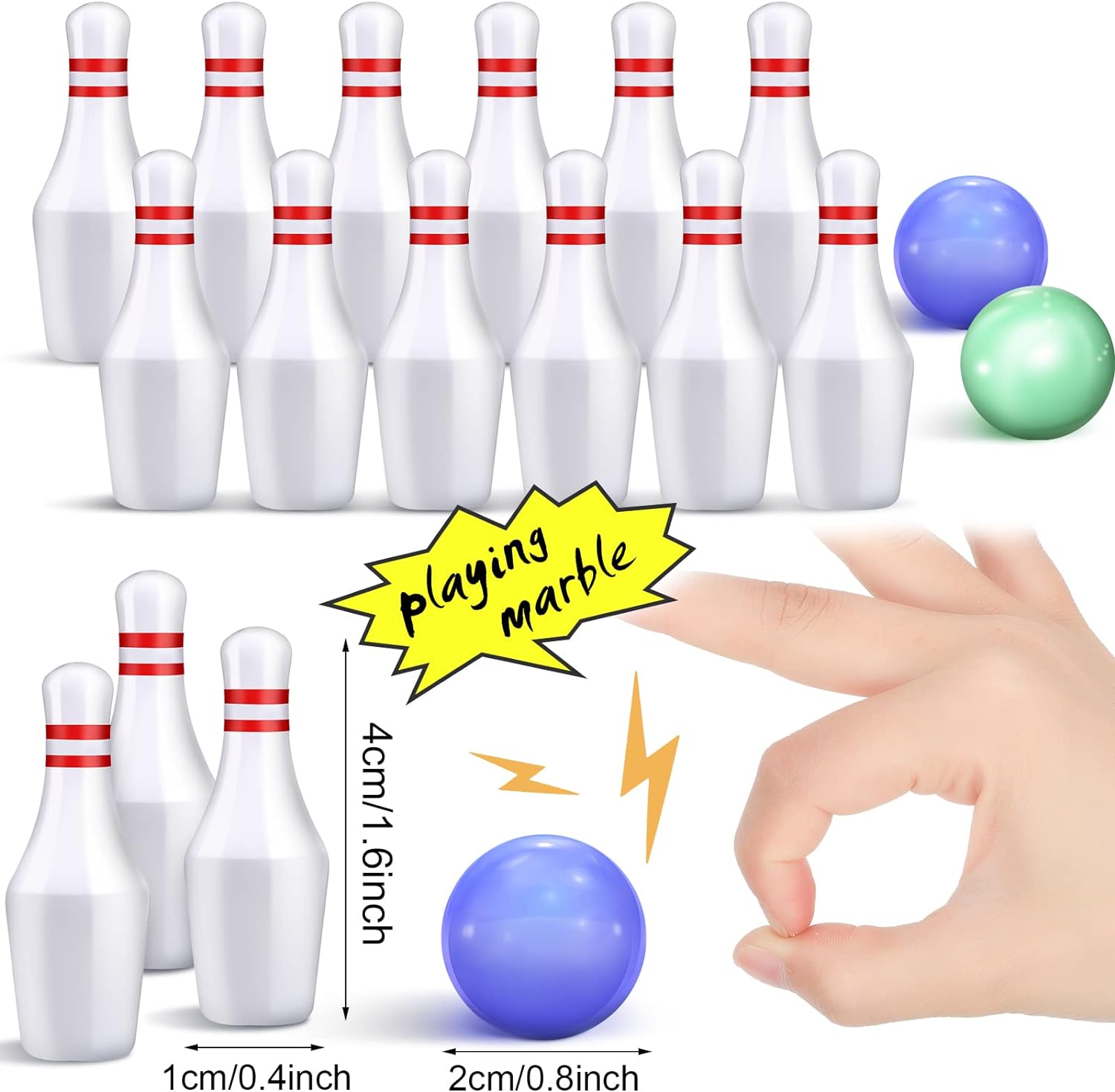 Lewtemi 24 Sets Mini Bowling Pins Game Bulk Table Top Finger Bowling Game Set with Miniature Bowling Pins and Bowling Ball for Christmas Kids Birthday Party Favor Gift