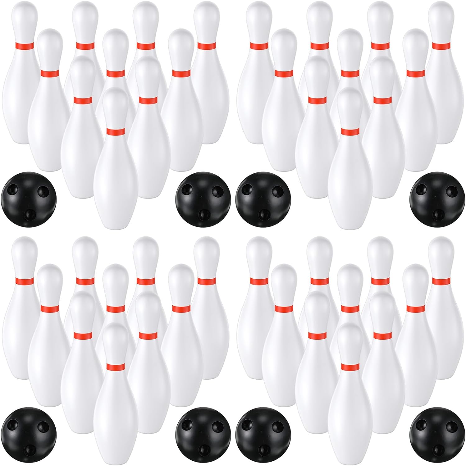 RoundFunny 4 Pack Kids Bowling Set Indoor and Outdoor Games for Kid Includes 40 Pcs 6.3 Inch Plastic Bowling Pins and 8 Pcs Balls Lawn Games for Toddler and Kids Yard School Activities Party