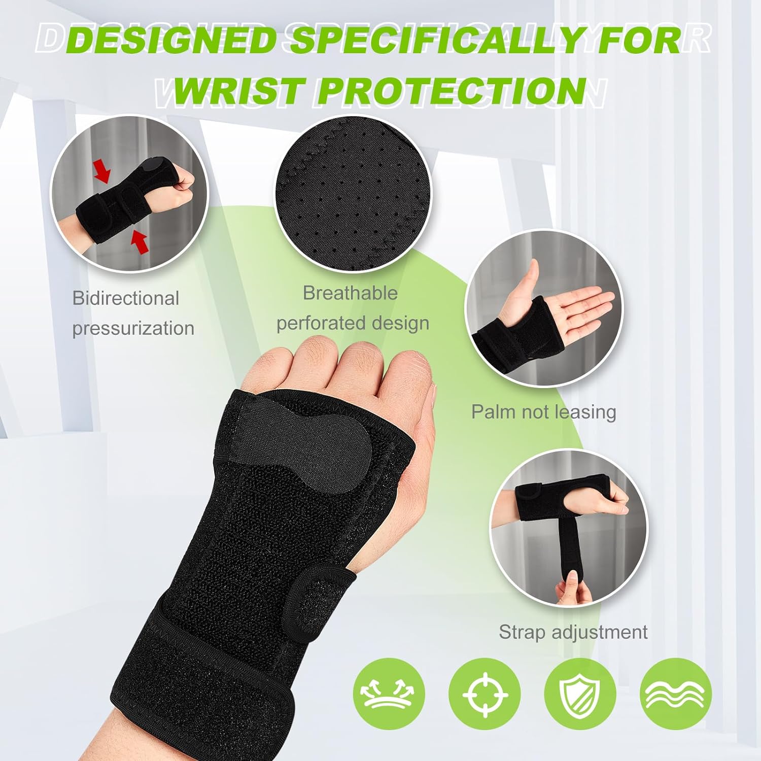 Shappy Bowling Wrist Support Wrist Brace with Thumb Spica Splint Right Hand Breathable Wrist Splint with Removable Aluminum Plate for Tendonitis Arthritis Sprains