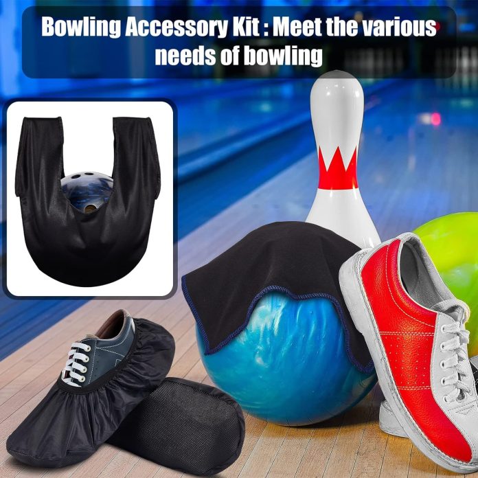 zhanmai 4 pcs bowling accessories kit bowling shoe covers non slip bowling ball seesaw bowling ball cleaning pad microfi 3