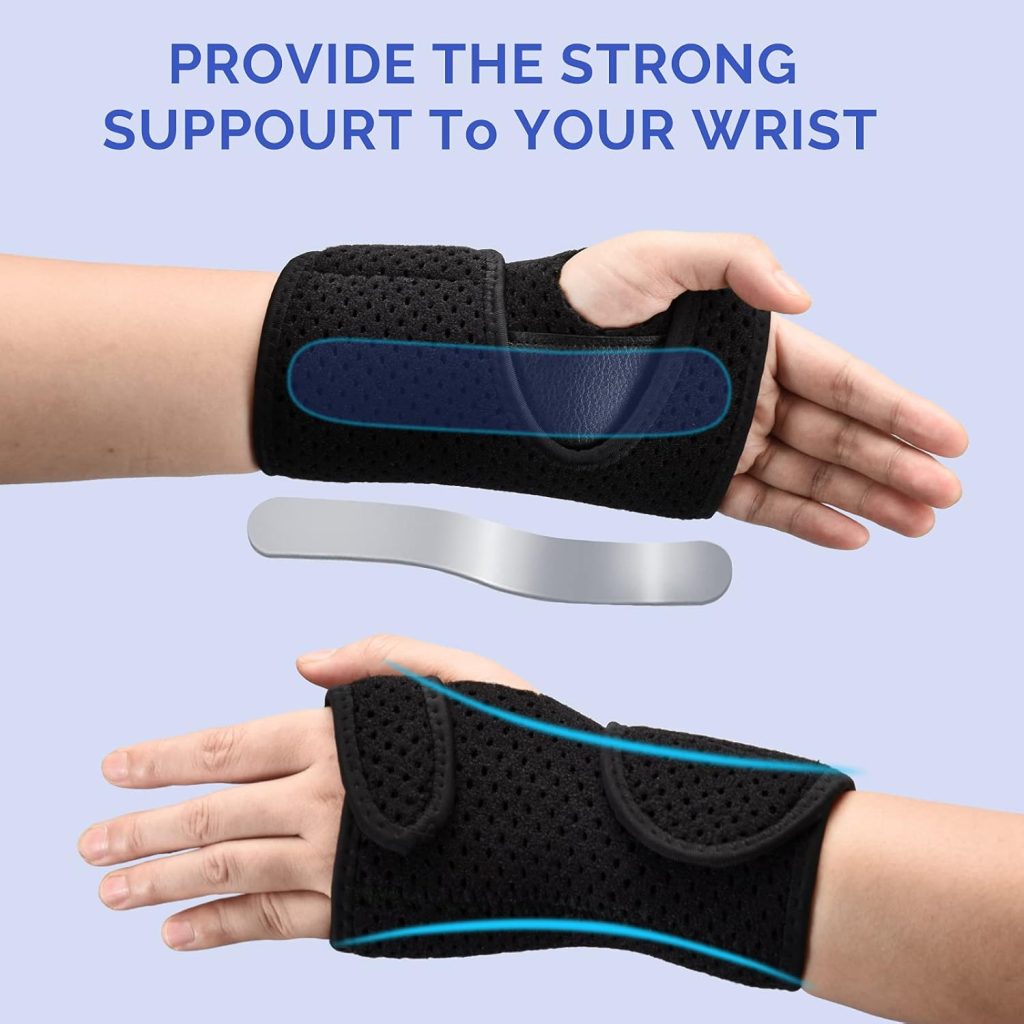 Carpal Tunnel Wrist Brace Night Support, Metal Wrist Splint with 2 Straps Hand support for Women and Men, Wrist Splint Arm Stabilizer Hand Brace for strained wrist, Tendinitis, Bowling-Right Carpal Tunnel Wrist Brace Night Support, Metal Wrist Splint with 2 Straps Hand support for Women and Men, Wrist Splint Arm Stabilizer Hand Brace for strained wrist, Tendinitis, Bowling-Right