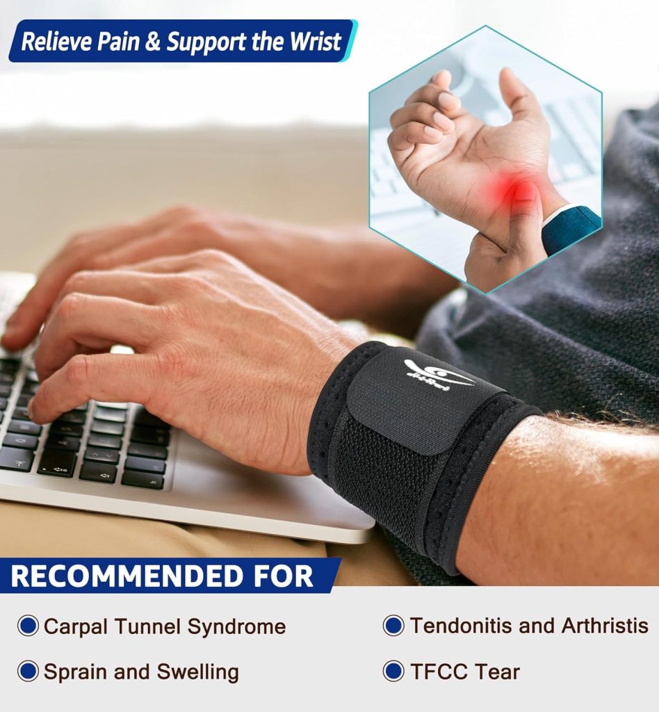 HiRui Wrist Brace (2 PCS) - Adjustable Compression for Carpal Tunnel Arthritis Tendonitis Sprain Pain Relief | Wrist Support Wrist Wraps for Both Hands, Ideal for Sports Gym Workouts (Black) HiRui Wrist Brace (2 PCS) - Adjustable Compression for Carpal Tunnel Arthritis Tendonitis Sprain Pain Relief | Wrist Support Wrist Wraps for Both Hands, Ideal for Sports Gym Workouts (Black)