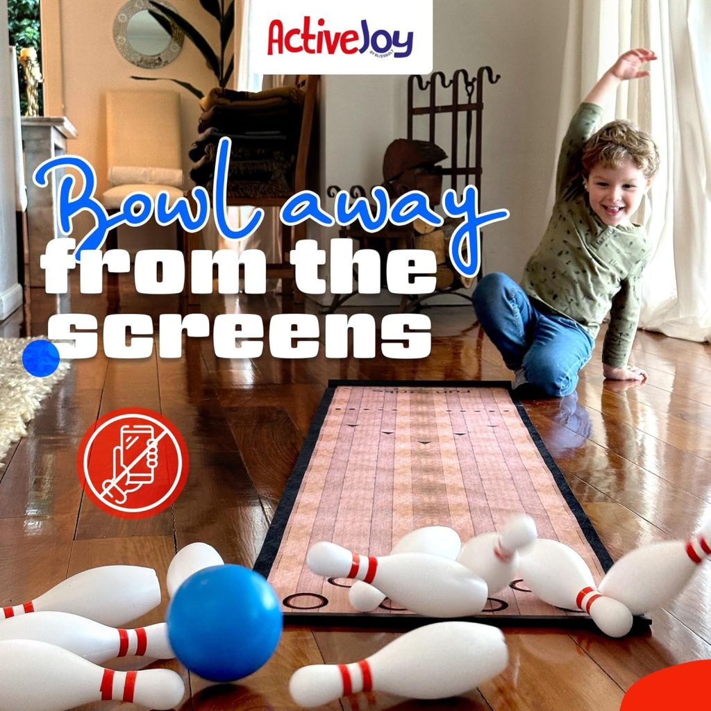 ActiveJoy - Mini Kids Bowling Set - Bowling Games for Kids Indoor - Bowling Alley Toy with Lane, 10 pins, 2 Balls for Family Friends - 2-5 Years Old. ActiveJoy - Mini Kids Bowling Set - Bowling Games for Kids Indoor - Bowling Alley Toy with Lane, 10 pins, 2 Balls for Family Friends - 2-5 Years Old.
