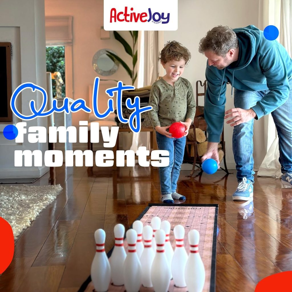 ActiveJoy - Mini Kids Bowling Set - Bowling Games for Kids Indoor - Bowling Alley Toy with Lane, 10 pins, 2 Balls for Family Friends - 2-5 Years Old. ActiveJoy - Mini Kids Bowling Set - Bowling Games for Kids Indoor - Bowling Alley Toy with Lane, 10 pins, 2 Balls for Family Friends - 2-5 Years Old.