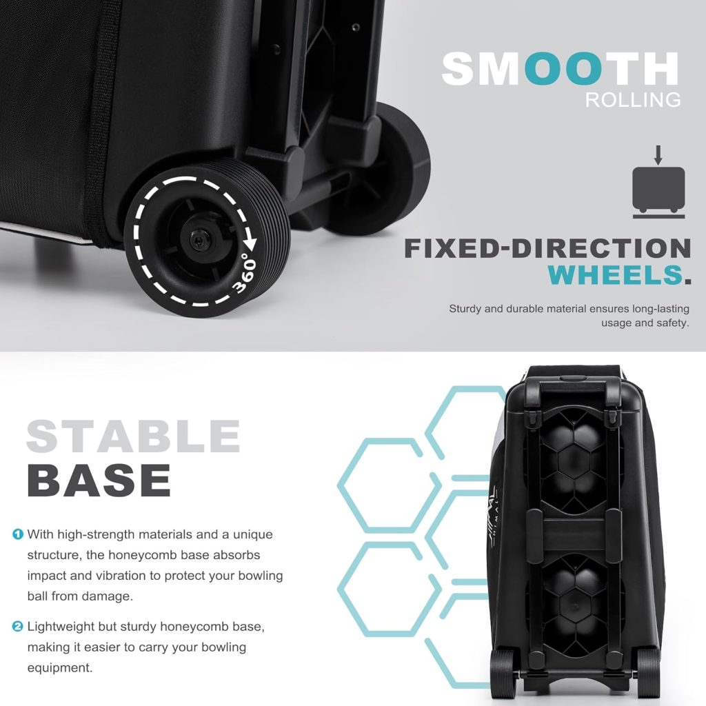 Double Roller 2 Ball Bowling Bag with Separate Shoe Compartment for Bowling Shoes (Up To US Men Size 15) and Abundant multifunction Accessory Pocket, Upgraded fabric, Retractable Handle - Extends to 40 Double Roller 2 Ball Bowling Bag with Separate Shoe Compartment for Bowling Shoes (Up To US Men Size 15) and Abundant multifunction Accessory Pocket, Upgraded fabric, Retractable Handle - Extends to 40