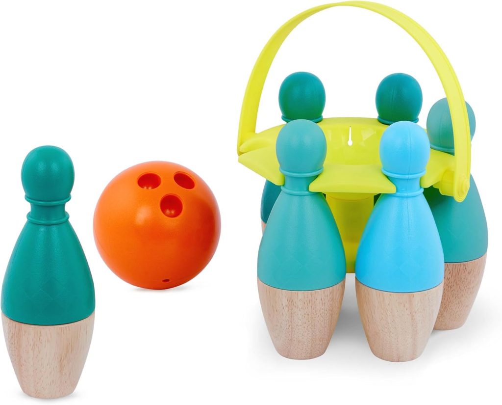 B. toys – Kids Bowling Set – 6 Pin Ball – Wooden Pins Carry Caddy – Family Activities Games – 2 Years – B. toys – Kids Bowling Set – 6 Pin Ball – Wooden Pins Carry Caddy – Family Activities Games – 2 Years –