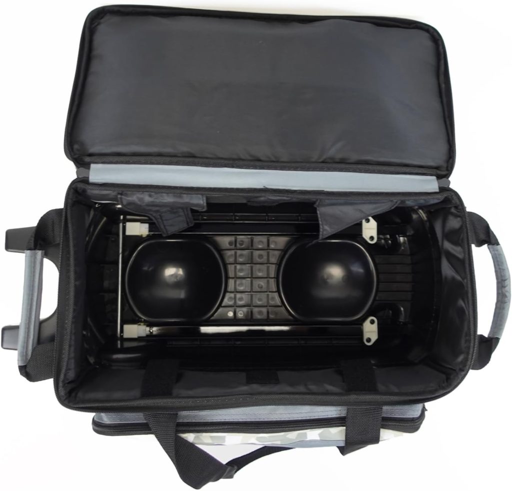 ELITE Deluxe 2 Ball Bowling Bag with 5 Smooth Wheels - Large Accessory Pocket, Shoe Compartment, 36 Extendable Handle ELITE Deluxe 2 Ball Bowling Bag with 5 Smooth Wheels - Large Accessory Pocket, Shoe Compartment, 36 Extendable Handle